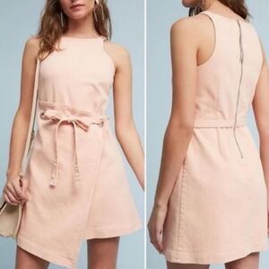 Holding Horses Anthropologie Regatta Wrap Denim Dress Pink Zip Up Women’s Size 0